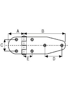 Charnière semi-ronde inox - 130x40mm Euromarine