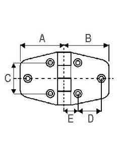 Charnière hexagonale inox - axe imperdable - 80x40mm Euromarine