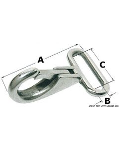 Mosquetón para cincha a ojo plano a fijar con cincha