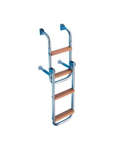 Folding stainless steel and wood ladder 