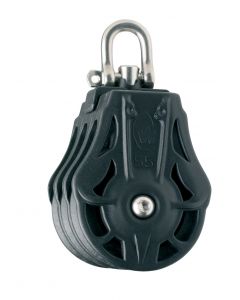 Polea sin rodamientos con triple giratorio grillete